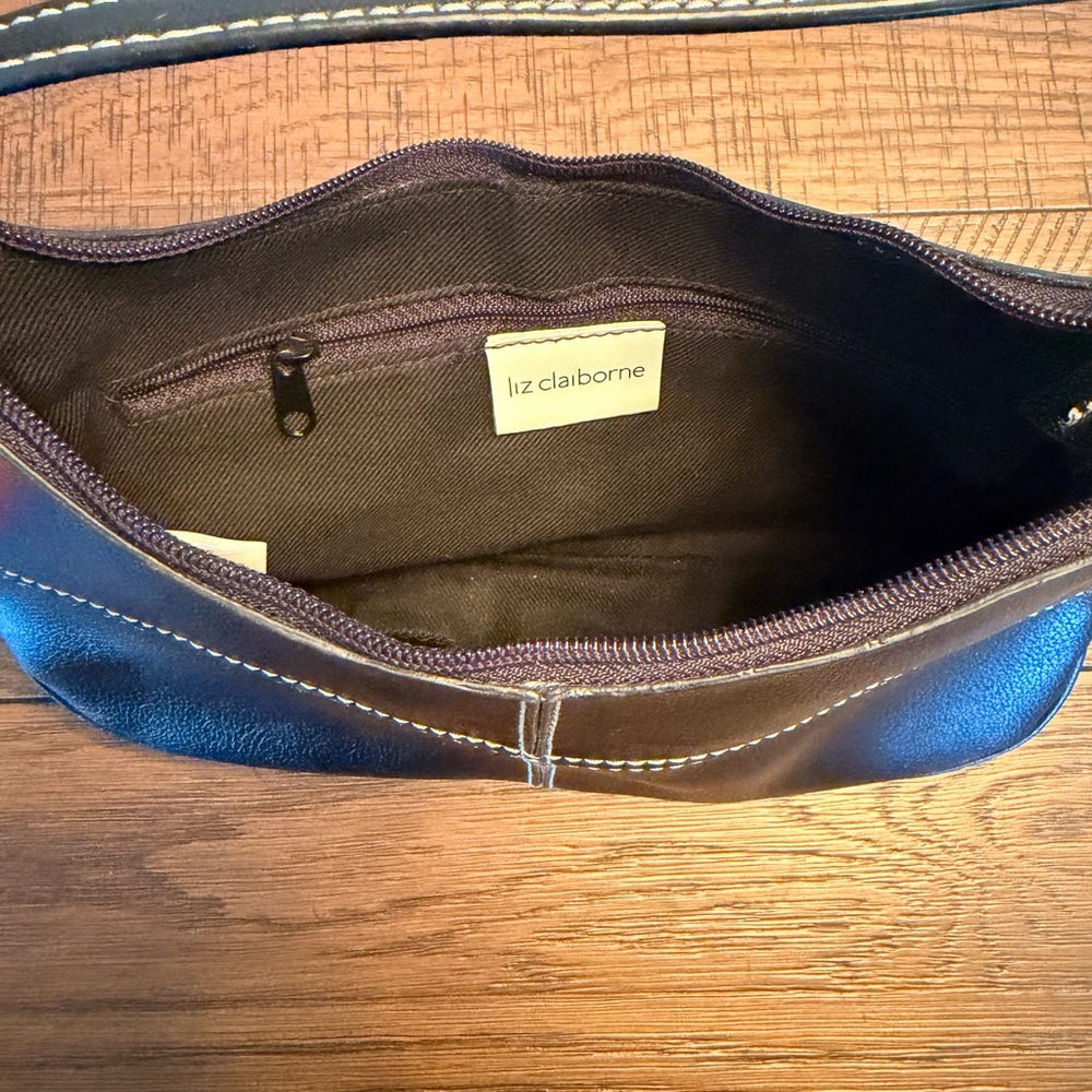 Liz Claiborne Black Mini Bag with White Stitching - Picture 3 of 5